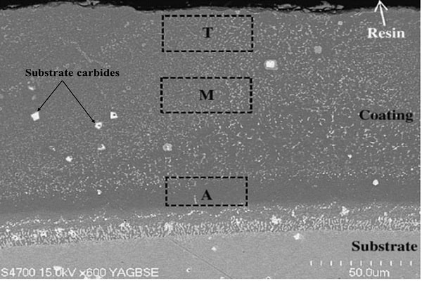 پوشش­ آلومينايدي -تصویر سطح مقطع پوشش سیلیسیم آلومیناید دوغابی